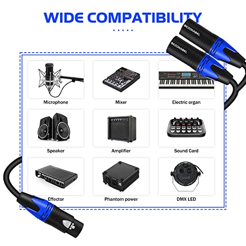 Splitter Bezokabel XLR, XLR женски до двојно XLR машки 10ft, избалансиран разделен микрофон женски до 2 машки, XLR y Splitter кабел 3 -пински