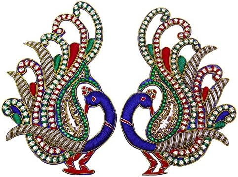 Декоративна апликација Индиски паун аплицира повеќебојно занаетчиско шиење 1 пар