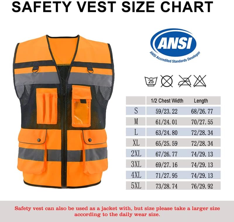 Безбедносна елек за Зуја Висока видливост - ANSI/ISEA стандарди џебови и мрежни поставени рефлексивни елек за мажи и жени