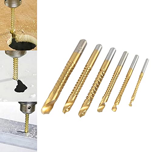 Utoolmart 6pcs Титаниум HSS видов битови за вежбање како сечење столар од дрво метал пластична дупка за сечење пиво за пресврт