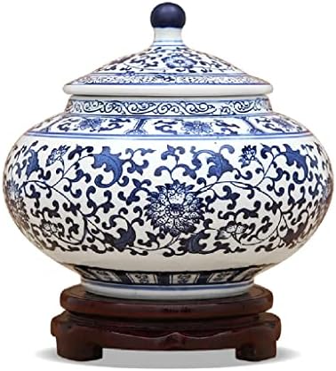 Орев керамички сино -бело складирање на капаци за складирање дневна соба чај лименки за домашни украси за подароци (боја: а, големина