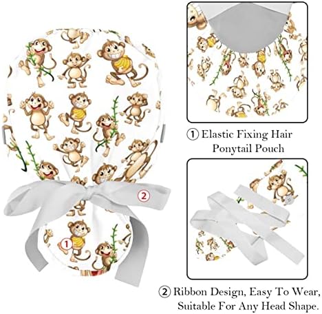 Работно капаче NiaoCpwy со копчиња, прилагодлива хируршка капа еластична завој вратоврска назад капи.