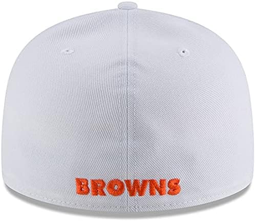 Нова ера машка бела Кливленд Браунс Лого за враќање на логото Омаха 59fifty Опремена капа