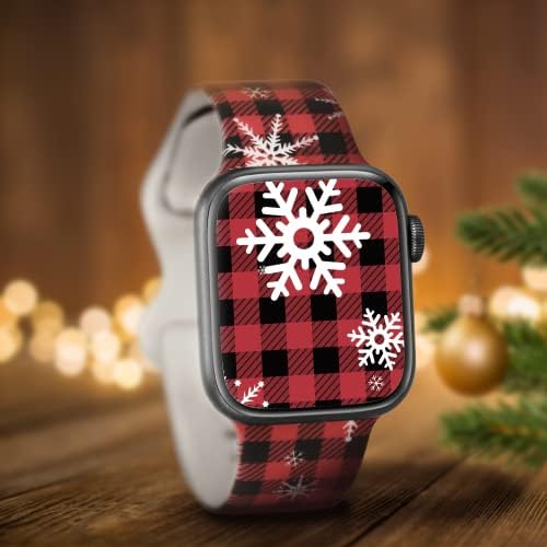 2 пакувања Божиќни подароци за жени компатибилни со божиќни јаболко -часовник бенд 41мм 40мм 38мм, прилагодлив водоотпорен мек силиконски Дедо Мраз Снежаман Бенд за iWa