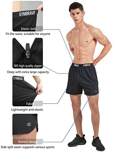 Gymbrave машки 5 инчи атлетски трчање шорцеви лесни за брзо тренирање на суво вежбање кратко со поштенски џебови