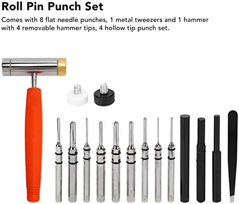 Hammer and Punch Set, Roll Pin Punch Постави лесен третман на топлина Погодно практично 12 пински удари со кутија за складирање за