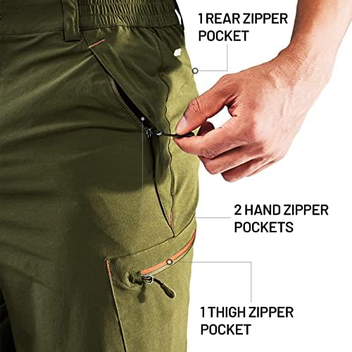 Миер машки шорцеви за пешачење Брзи суви најлонски карго -шорцеви со џебови од патент, отпорни на вода