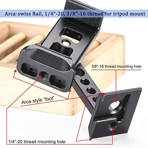 Мобилен телефон за мобилни телефони, 2 ладен интерфејс за чевли за микрофон светло, 360 ротирачки ARCA SWISS/RRS Брзо ослободување 1/4 '' Завртки за прицврстувач на стативи, з?
