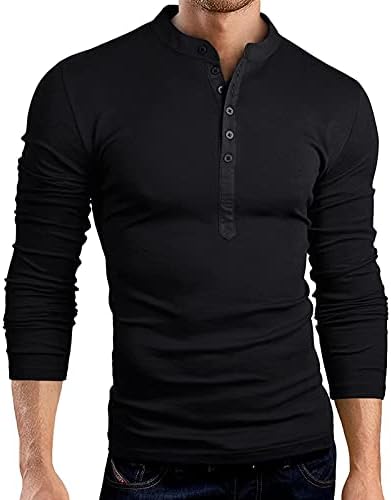 XXBR врвови за мажи, 2021 година, падот на мажите, Хенли предна плоча со долги ракави, тенок-вклопна обична маици Основна маичка за маички