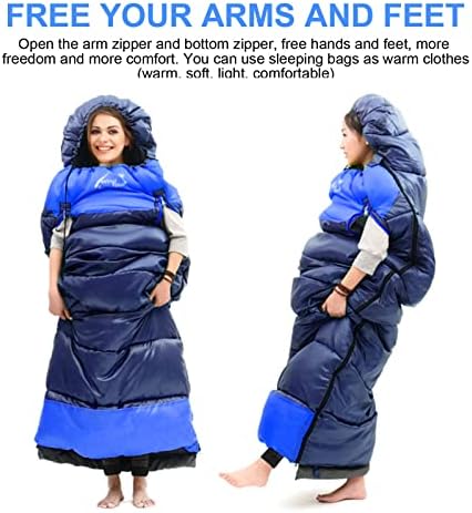 Носена торба за спиење за возрасни Компактен лесен мумија за спиење вреќи w/вреќа за компресија за 2-3 сезонски кампување за пешачење за пешачење, се вклопува 23 ° F ~ 68