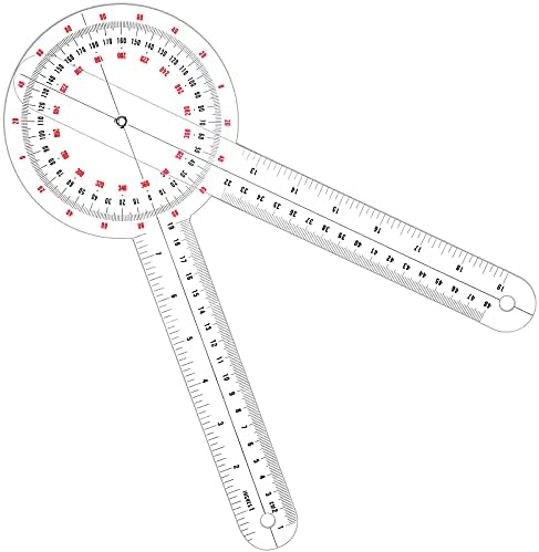 12 -инчен гониометар Транспарентен ортопедски агол владетел пластичен гониометар 360 степени за мерење на телото на гониометарски протокторски