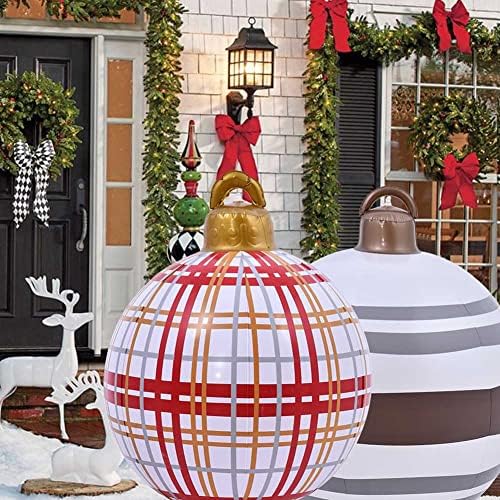 LALEO GIANT Christmas Christmas PVC Duratured Toll, 23,6 инчи на отворено Божиќно надувување украсена топка со пумпа, Божиќни надуени топки за