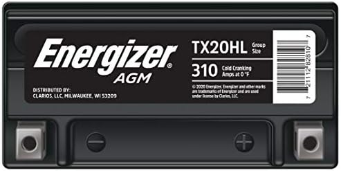 Energizer TX20HL AGM мотоцикл и ATV 12V батерија, 310 ладни засилувачи и 18 AHR. Заменува: YTX20L-BS и други