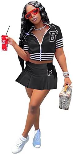 Женски обични спортови 2 парчиња облека со здолништа поставува атлетски резервоарни култури врвни тениски голф -здолништа активна облека