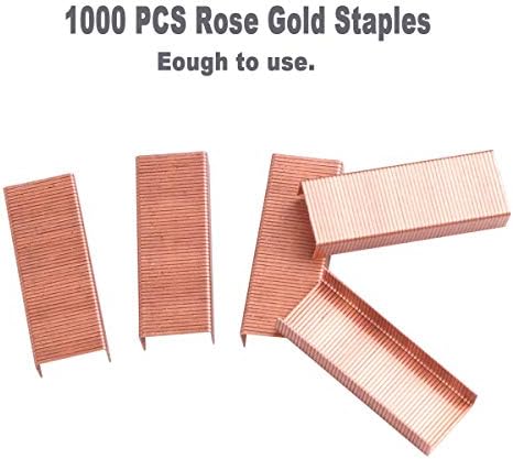 Сет на додатоци за розова златна биро - Транспарентен розово злато акрилик десктоп степлер со 1000 парчиња розово злато степени и