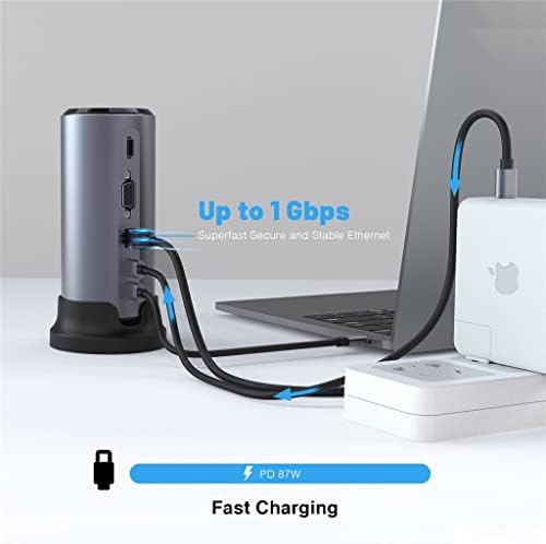 12 ВО 1 USB C Hub Dock USB C До Мулти HDMI RJ45 VGA USB 3.0 USB C Податоци СО Pd Адаптер За Напојување ПРИКЛУЧНА Станица USB-C