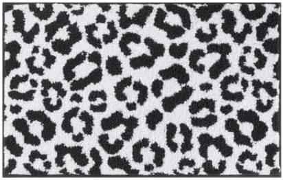Сочна Мода Омбре Леопард Полиестер Високо Абсорбента Брзо Сушење Бања Мат, 17 во х 24 во, Црно/Бело