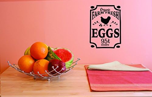 Декларации органски фарма свежи јајца 95 центи десетина wallидни уметности со големина 10 инчи x 20 инчи 22 бои на располагање