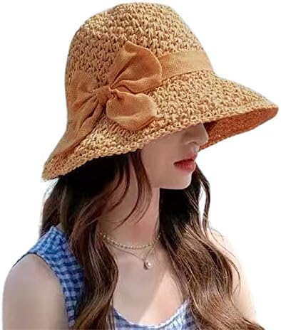 Женски сонце капачиња широки лето лето плажа капа за жени што може да се преклопи слама