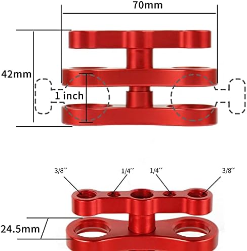 Клип за пеперутка Feichao CNC 360 ° Diving Light Bracket 1inch адаптер за топка надграден компатибилен со GoPro, Insta360, ОСМО акција