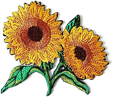 Прекрасни цвеќиња од сончоглед во лето лого3 закрпи Апликации за шиење на железо на лепенка за ранци фармерки јакни маица облека костум