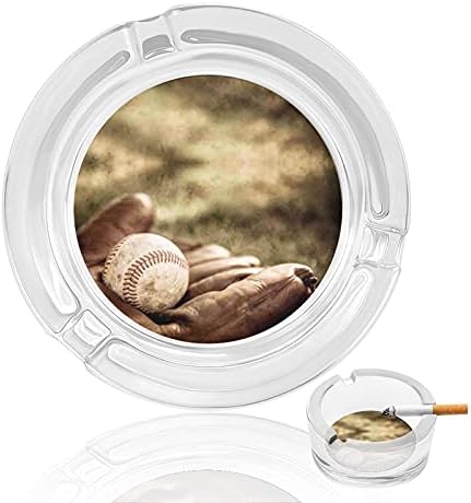 Ретро бејзбол модерна тркалезна стаклена фиока преносна декоративна цигара цигари држач за пепел за внатрешна канцеларија