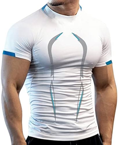 Маички за компресија на мажите од Beuu Краток ракав за брзо сушење фитнес врвови тенок вклопен мускулен тренинг на атлетски перформанси