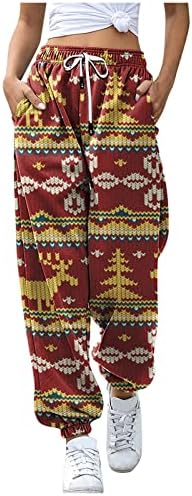 2022 џемпери за жени трендовски удобни еластични половини Редовни товари панталони Снежен човек лабав одговара на атлетски панталони за