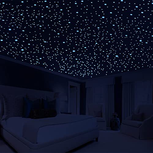 808 парчиња сјај во темните starsвезди за таванот, блескави wallидни декорации налепници, 3Д лепила декор starвездени небесни декор за деца спална