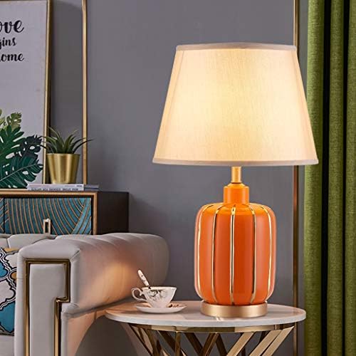 ZSEDP портокалова бура модна маса ламба американска едноставна керамичка маса за ламба топла спална соба во кревет ламба