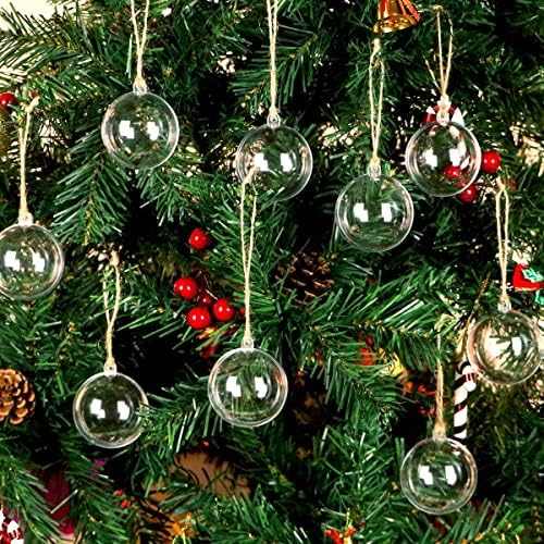 Myogrip 12 пакет 1,97 '' Јасни пластични украси за занаети, јасни Божиќни украси, чисти украси топки Божиќни украси поставени за свадбена венчавка од дрво