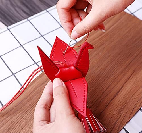 WellieStr (црвени кранови на кожни хартиени корени за занаетчиски комплети за шиење, со сите додатоци, направете ваш сопствен декорација за благослов за приврзоци за ав