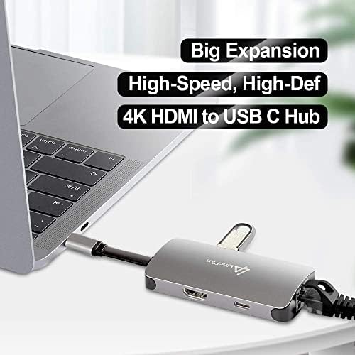 LINCPLUS USB C Hub, USB C До Ethernet Адаптер, Тип C Докинг Станица Со 100w Pd Полнење, 4K HDMI, 1000mbps Gigabit RJ45 Порта, 2 € USB