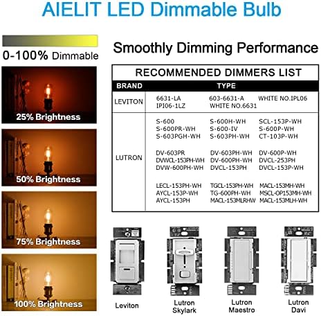 AIELIT 4Pack 4W T8/T45 LED Светилки Пакет, Затемнети 25W Еквивалентни Блескаво Сијалица, 2700k Топло Бело, T6 E12 LED Светилки И