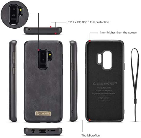 Хаиџун Мобилен Телефон Флип Случај Паричник Случај За Samsung Galaxy S9 Плус 2 во 1 Кожа Патент Одвојува Магнетни 14 Картичка