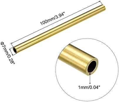 uxcell Месинг Цевка, 7mm od 1mm Ѕид Дебелина 100mm Должина Круг Цевки Цевки За Индустрија, Diy Проекти 2 Парчиња