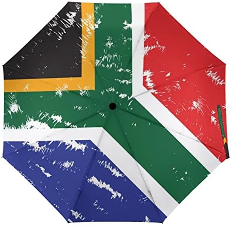 Јужноафриканско Знаме Патување Чадор 3 Пати Автоматско Отворање Затворање На Анти-УВ Чадор Преносни Ветроупорни Чадори