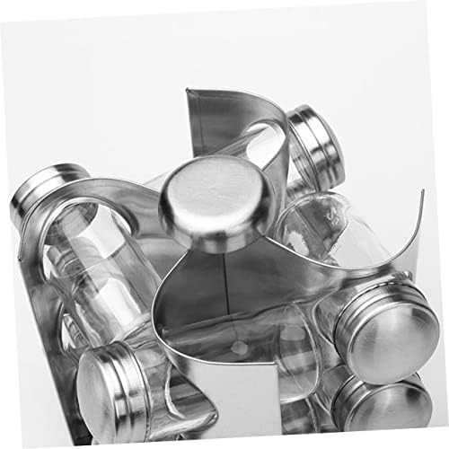Upkoch 1 сет контејнери од не'рѓосувачки челик со капаци стакло диспензери Terrariums Шеќер сад со капаче ротирачки кујнски решетки