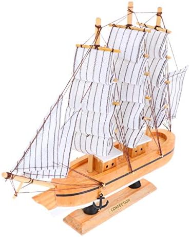 Imikeya едриличарски брод модел декор дрвена минијатурна пловидба модел рачно изработен гроздобер наутички брод за едрилица за таблети украс океан тематски украс за