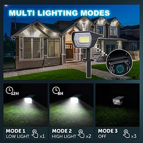 Solpex Solar Spot Lights Outdoor 2 Pack, 2 во 1 45 LED диоди Флексибилни соларни рефлектори на отворено водоотпорни, IP67 водоотпорни соларни