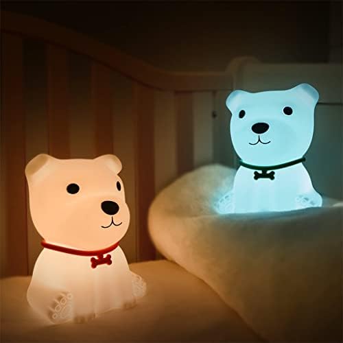 Dhtdvd шарено куче LED ноќен светлосен сензор за допир силиконски USB ламба за спална соба за деца