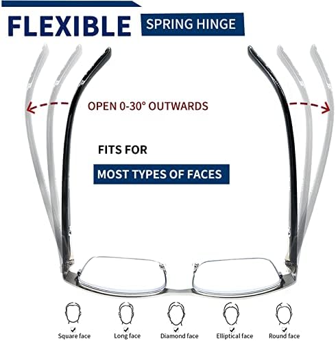ЈЈВЕЛ 3 Спакувајте Сини Светлосни Блокирачки Метални Очила За Читање За Мажи, Анти Компјутерски Отсјај/ Намалете Го Напрегањето На Очите/ Сува/