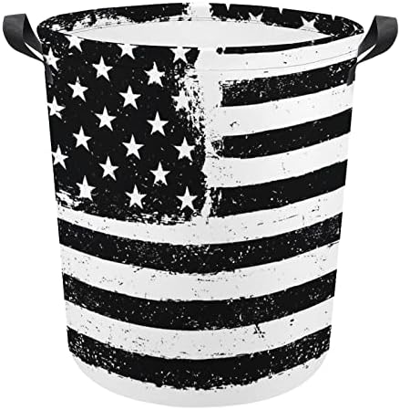 Црно Американско Знаме Голема Корпа За Перење Ја Попречува Торбата За Перење Со Рачки За Пренослив Студентски Дом