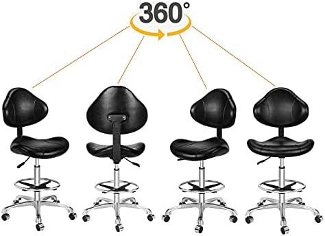 Калеуриер ергономско подготвување стол со поддршка за грб, мултифункционална висина прилагодлива за вртење на вртливата столица, стол