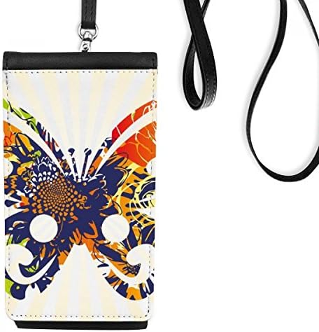 Цвеќиња во пеперутка уметност деко подарок моден телефон паричник чанта што виси мобилна торбичка црн џеб