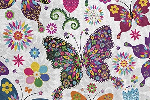 Амбесон Пеперутка Јога Мат Пешкир, Шеесеттите И Седумдесеттите Инспириран Комплексна Слика Со Цветни Елементи И Пеперутки, Не-Лизга Пот Апсорбирачки