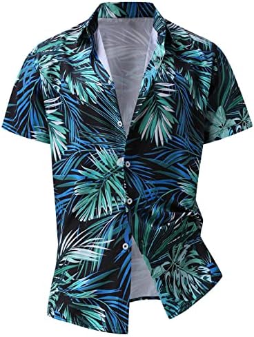 XXBR MENS HAWAIIAN FUNKEY кошули Обични кратки ракави со кратки ракави надолу по цветно лето Алоха Брег кошули Јуниори тинејџери