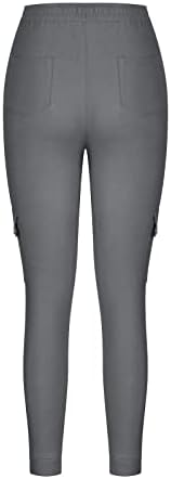 Женски панталони за џогерски панталони тенок вклопувачки панталони цврста боја средно издигнување права нозе панталони активни удобни еластични половини каприс