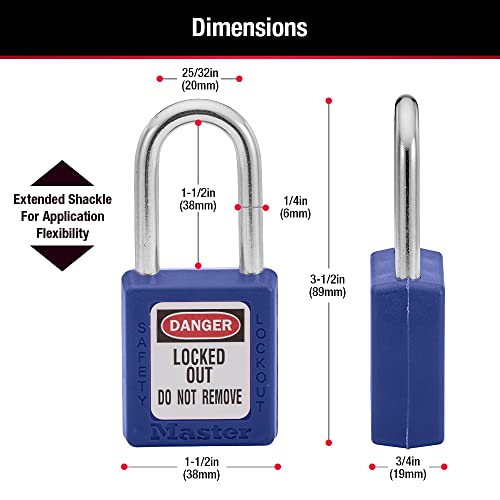 Master Lock 410Blu Lockout Tagout Safety Baffeck со клуч, сина