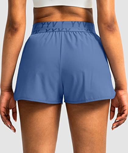 Shortsенски шорцеви за женски YYV со џебови со патенти, брзо суво еластична лента за половината, атлетски салата за жени со жени со